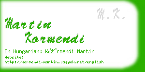 martin kormendi business card